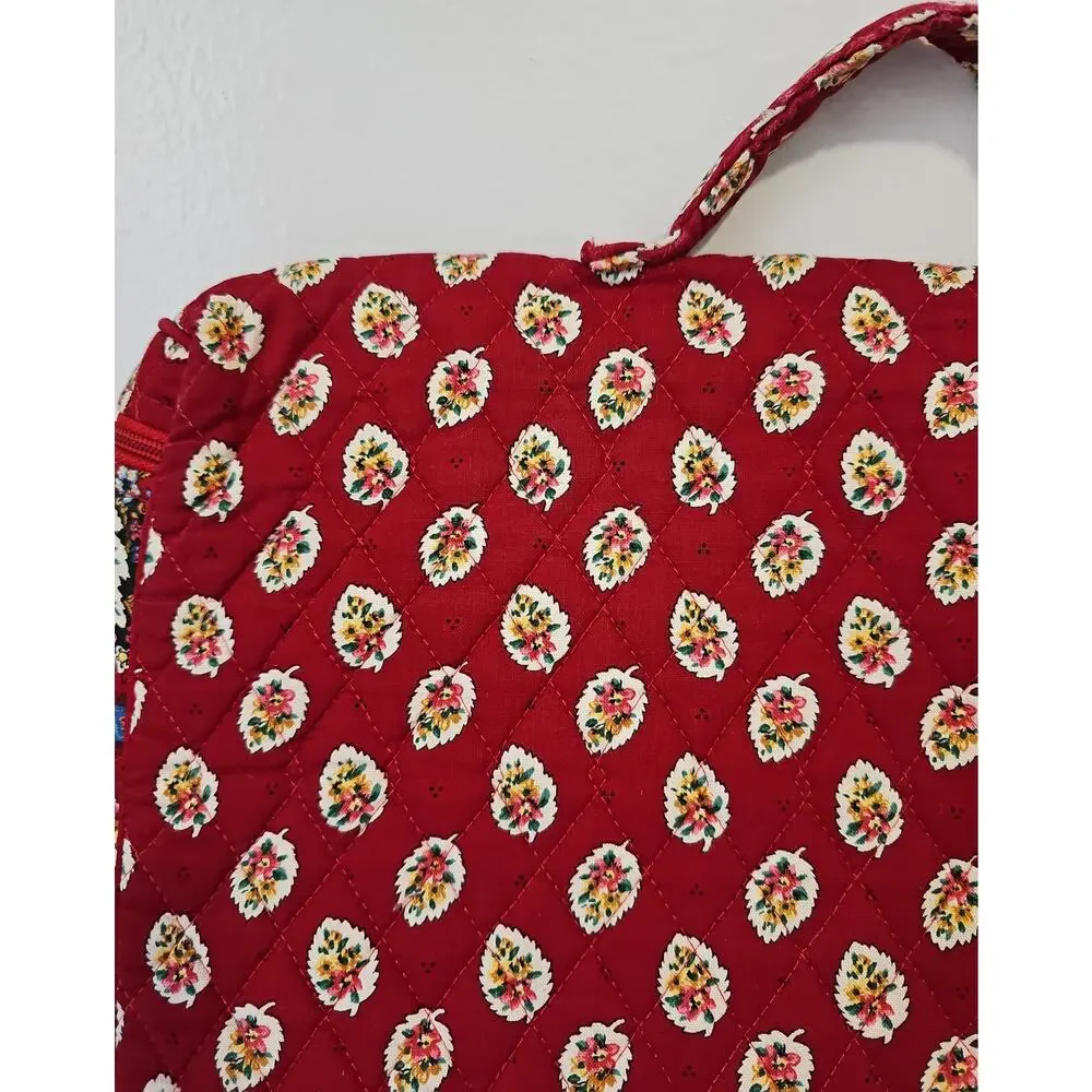 Vintage Vera Bradley Red Leaf Floral Paisley Quilted Laptop Notebook Bag Case